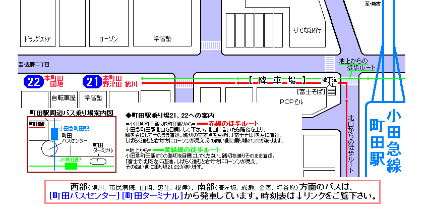 町田駅　バス乗り場案内図