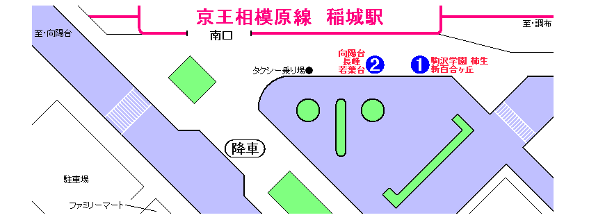 稲城駅　バス乗り場案内図
