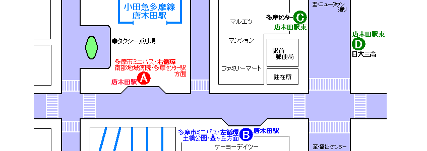 唐木田駅　バス乗り場案内図