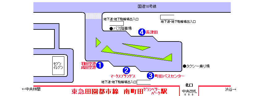 南町田クランベリーパーク駅　バス乗り場案内図