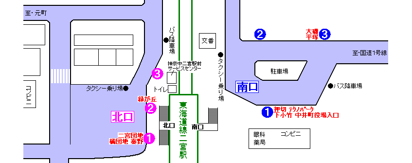 二宮駅　バス乗り場案内図
