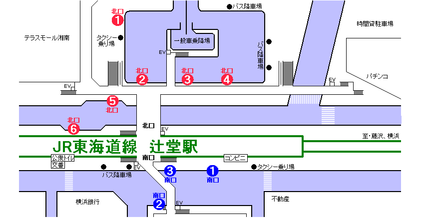 辻堂駅　バス乗り場案内図